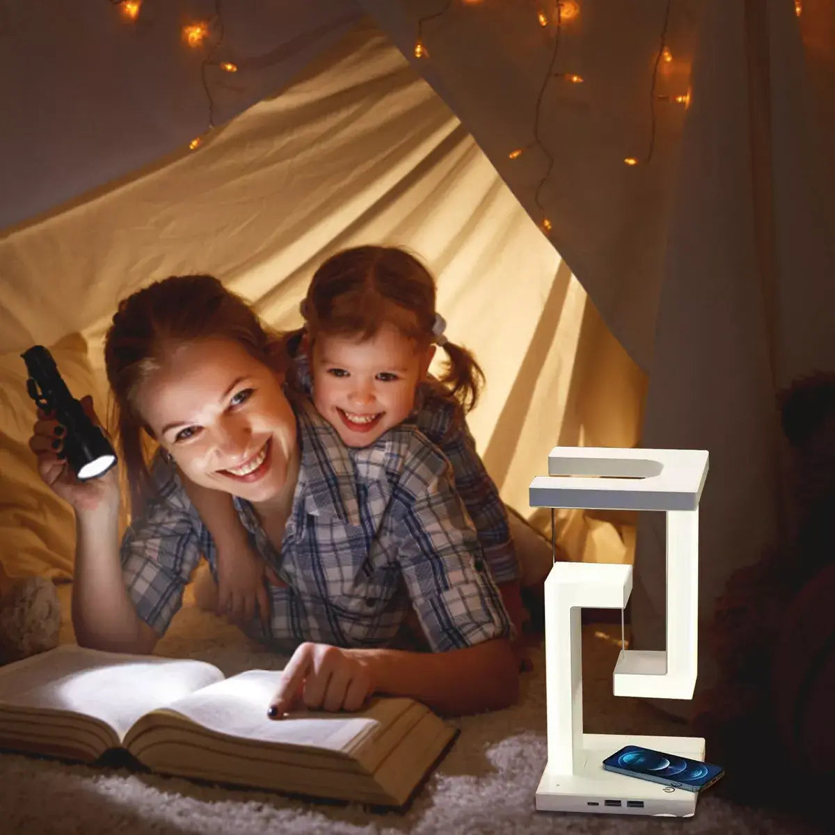 Lâmpada Noturna Anti-Gravidade LED e Carregador Sem Fio!