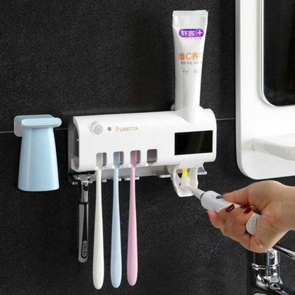 Suporte e dispensador com luz UV